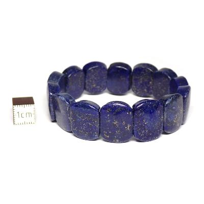 Bracelet Argent 925 Et Pierre Lapis Lazuli - Carrés 14mm - Fait Main En France - Neuf