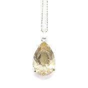 Citrine Naturelle Pierre Taillée Pendentif Avec Monture en Argent 14454