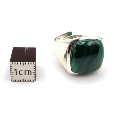 Malachite Bague en Argent 14775 / Taille réglable