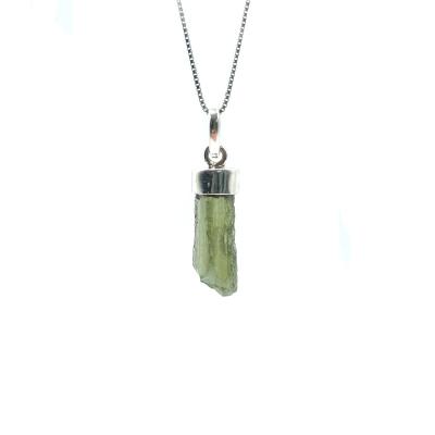 Véritable Moldavite Pendentif Avec Monture en Argent 20256