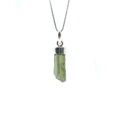 Véritable Moldavite Pendentif Avec Monture en Argent 20256