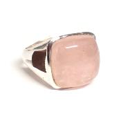 Quartz Rose Bague réglable en Argent Carrée BG2