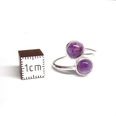 Améthyste du Brésil Bague réglable en Argent double BG1B Choix n°3