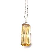 Citrine Naturelle Pierre Taillée Pendentif Avec Monture en Argent 14441