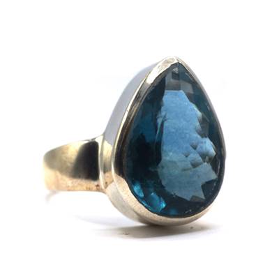Fluorine Bleue Bague en Argent 18432 / Taille 55