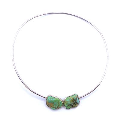 Turquoise de Chine Collier avec Monture en Argent 19883