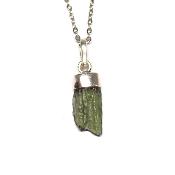 Véritable Moldavite Pendentif Avec Monture en Argent 2219