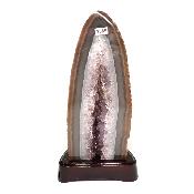 Agate Naturelle Géodes sur socle en bois 2889