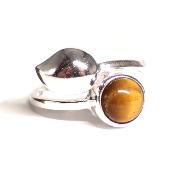 Oeil de Tigre Bague réglable en Argent Ronde avec Symbole Choix n°1 BG1B