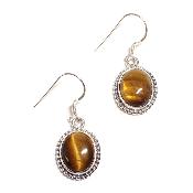 Oeil de TIgre Boucles d'Oreilles Ovale Pendante Choix n°3 BO3A