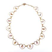 Larmes de Marie - Collier Or - 14 coeurs et Goutte de Saphir 03585