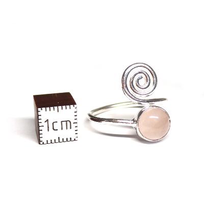 Quartz Rose Bague réglable en Argent Ronde avec Symbole Choix n°2 BG1B
