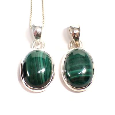 Malachite Pendentif avec Monture en Argent