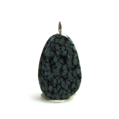 Obsidienne Flocon de Neige Mini Pendentif Pierre Plate