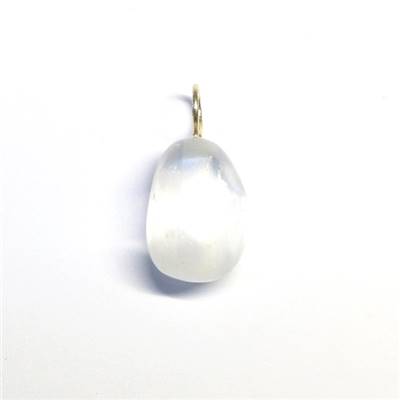 Selenite Blanche ou Orange Pendentif Pierre Roulé