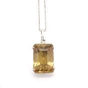 Citrine Naturelle Pierre Taillée Pendentif Avec Monture en Argent 14453
