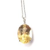 Citrine Naturelle Pierre Taillée Pendentif Avec Monture en Argent 14457