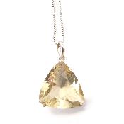 Citrine Naturelle Pierre Taillée Pendentif Avec Monture en Argent 14471