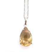 Citrine Naturelle Pierre Taillée Pendentif Avec Monture en Argent 14472