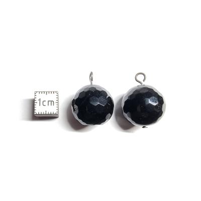 Agate Noire Pendentif Boule Facetté