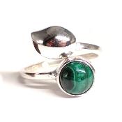 Malachite Bague réglable en Argent Ronde avec Symbole Choix n°1 BG1B