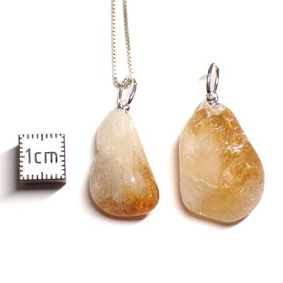 Citrine Chauffée (Améthyste Chauffée) Pendentif Pierre Roulée