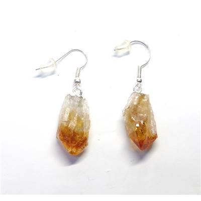 Citrine Chauffée (Améthyste Chauffée) Boucle d'Oreille Argentée