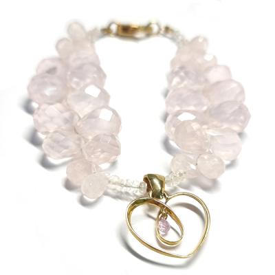 Larmes de Marie - Bracelet Quartz Rose/Coeur Or 03814