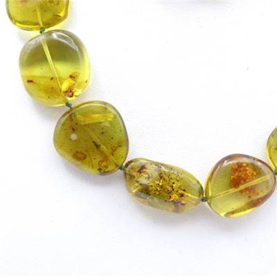Collier Vintage Ambrolithe Vert – Longueur 66 Cm – Occasion, Bel état – Bijou Fantaisie