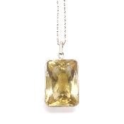 Citrine Naturelle Pierre Taillée Pendentif Avec Monture en Argent 14476