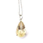 Citrine Naturelle Pierre Taillée Pendentif Avec Monture en Argent 14480