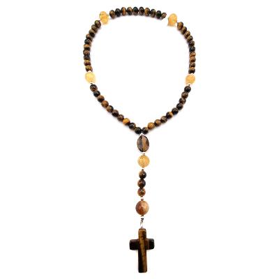 Oeil de Tigre et Citrine Naturelle Chapelet 004