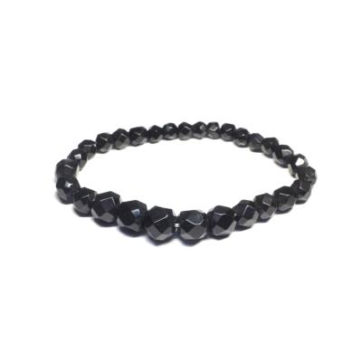 Agate Noire Bracelet Boule Facetté