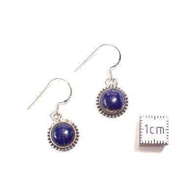 Lapis Lazuli Boucles d'Oreilles Ronde Pendante BO3B