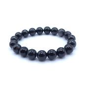 Obsidienne Noire et Tourmaline Noire Bracelet Boule