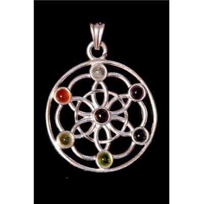 7 Chakras Pendentif Métal Argenté Choix n°34