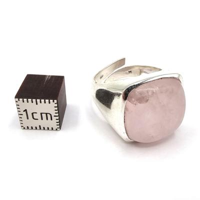Quartz Rose Bague en Argent 14755 / Taille réglable