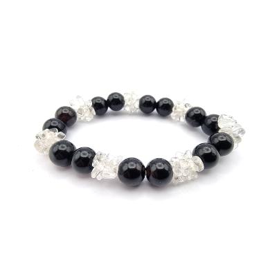 Agate Noire + Cristal de Roche Bracelet