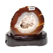 Agate Naturelle Géodes sur socle en bois 2886