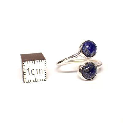 Lapis Lazuli Bague réglable en Argent Ronde double BG1B Choix n°3