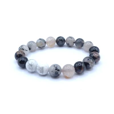 Howlite et Cristal Tourmaline Bracelet Boule