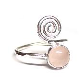 Quartz Rose Bague réglable en Argent Ronde avec Symbole Choix n°2 BG1B