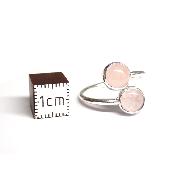 Quartz Rose Bague réglable en Argent Ronde double BG1B Choix n°3
