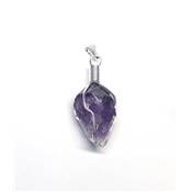 Améthyste du Brésil Pendentif Pierre Brute avec Cage