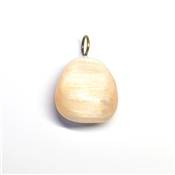 Selenite Blanche ou Orange Pendentif Pierre Roulé