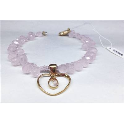 Larmes de Marie - Bracelet Quartz Rose/Coeur Or 03586