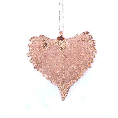 Feuille Naturelle Plaquée Cuivre Pendentif 06349