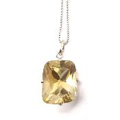 Citrine Naturelle Pierre Taillée Pendentif Avec Monture en Argent 14467