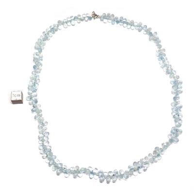 Création Pétales Aigue marine Collier 2464