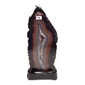 Agate Naturelle Géodes sur socle en bois 2892